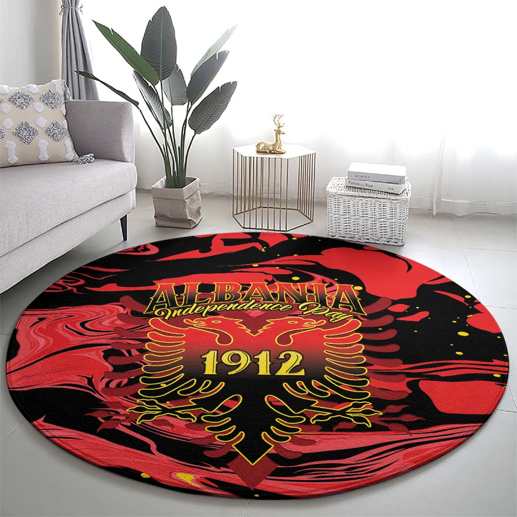 Happy Albania Independence Day Round Carpet Albanian Eagle - Wonder Print Shop