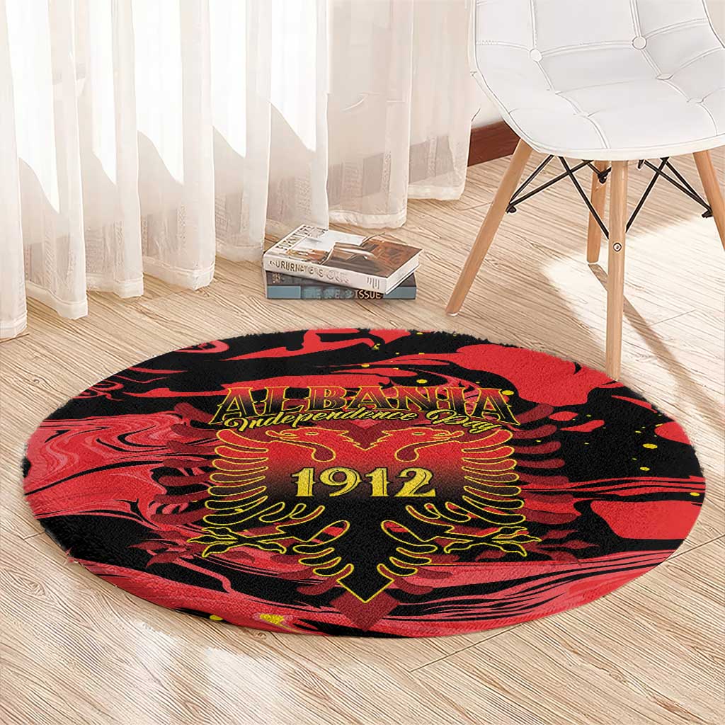 Happy Albania Independence Day Round Carpet Albanian Eagle - Wonder Print Shop