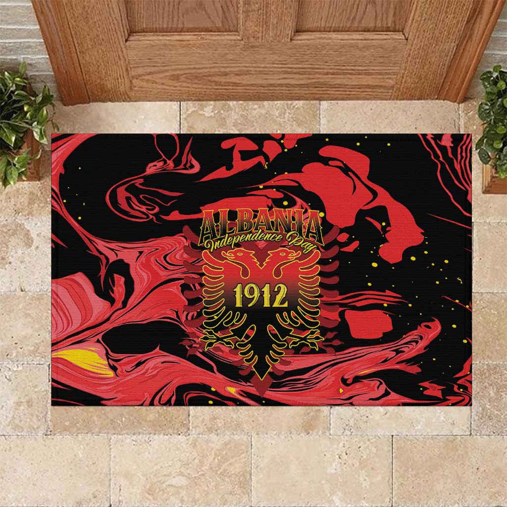 Happy Albania Independence Day Rubber Doormat Albanian Eagle - Wonder Print Shop