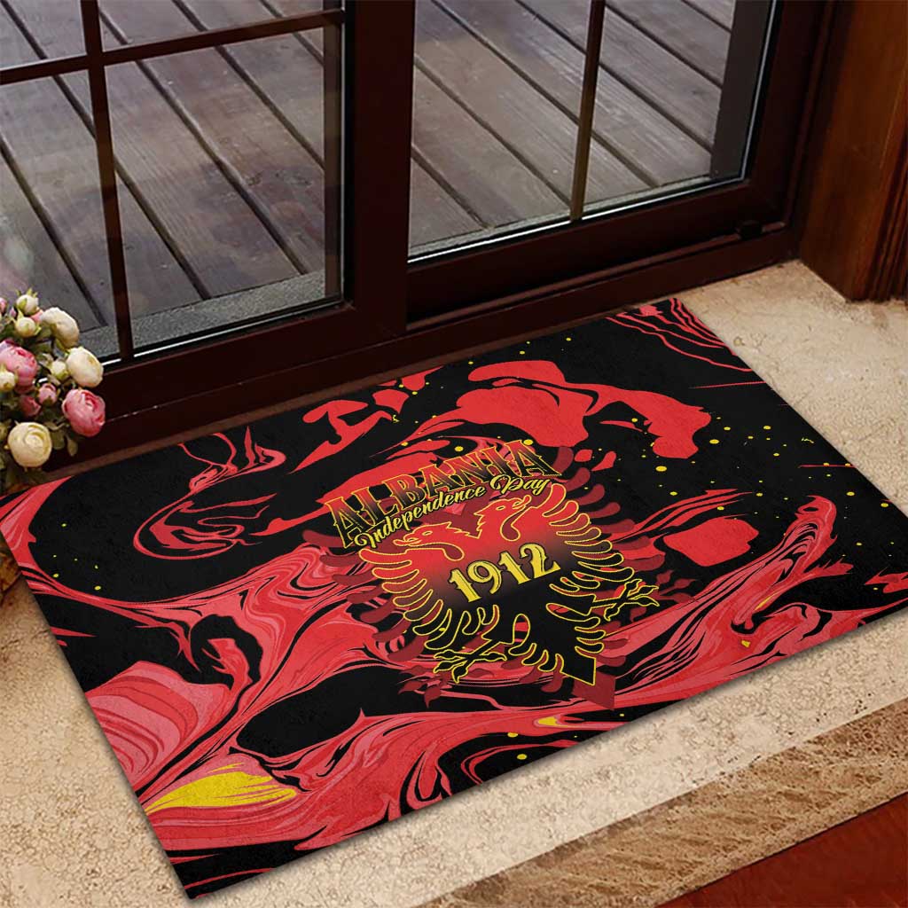 Happy Albania Independence Day Rubber Doormat Albanian Eagle - Wonder Print Shop