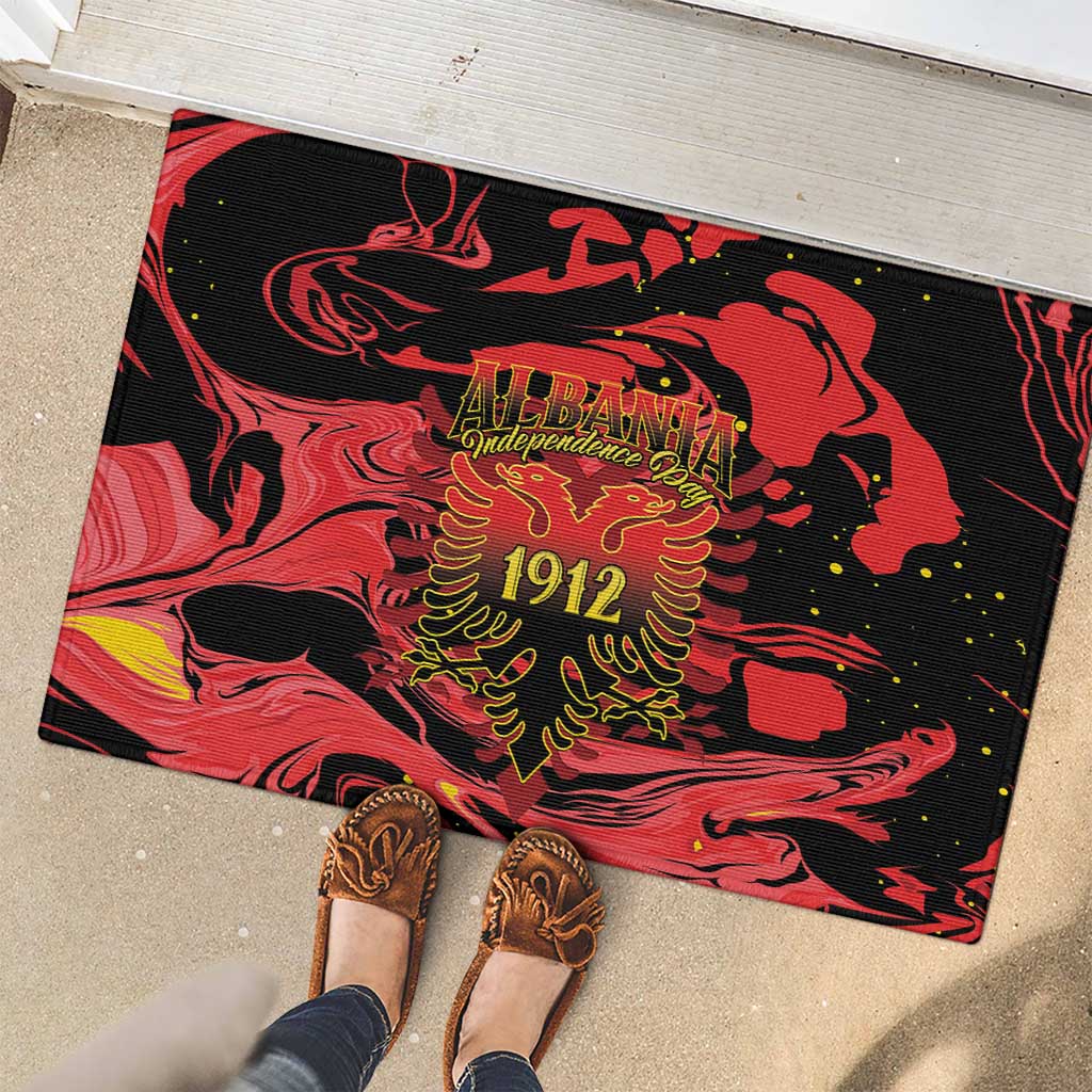 Happy Albania Independence Day Rubber Doormat Albanian Eagle - Wonder Print Shop