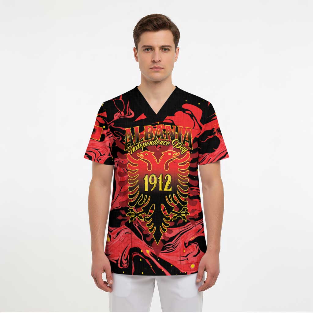 Happy Albania Independence Day Scrub Top Albanian Eagle - Wonder Print Shop