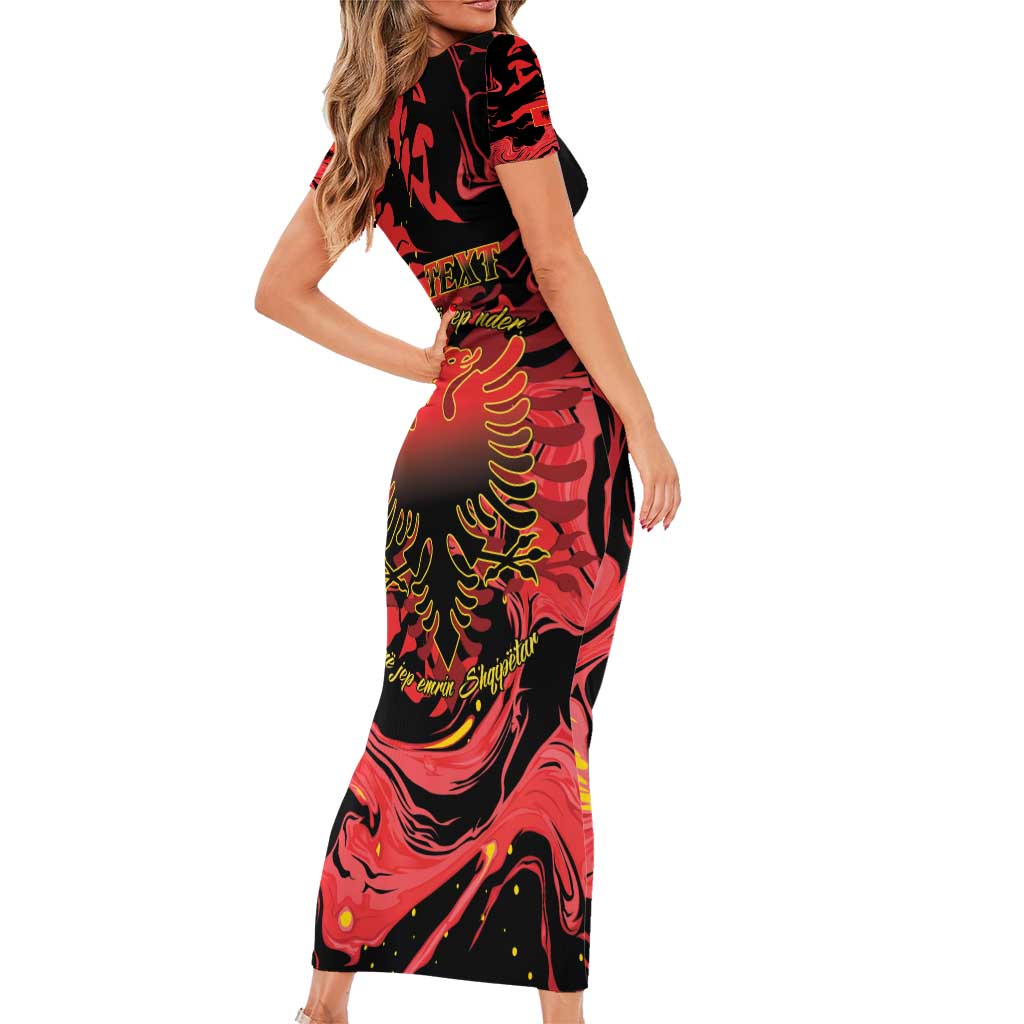 Happy Albania Independence Day Short Sleeve Bodycon Dress Albanian Eagle - Wonder Print Shop