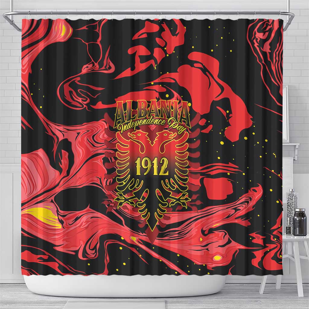 Happy Albania Independence Day Shower Curtain Albanian Eagle - Wonder Print Shop