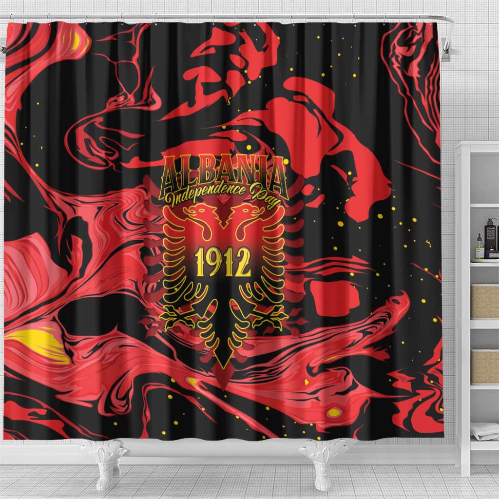 Happy Albania Independence Day Shower Curtain Albanian Eagle - Wonder Print Shop