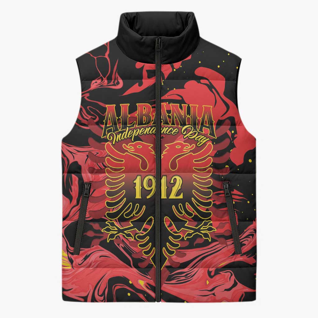 Happy Albania Independence Day Sleeveless Puffer Jacket Albanian Eagle - Wonder Print Shop