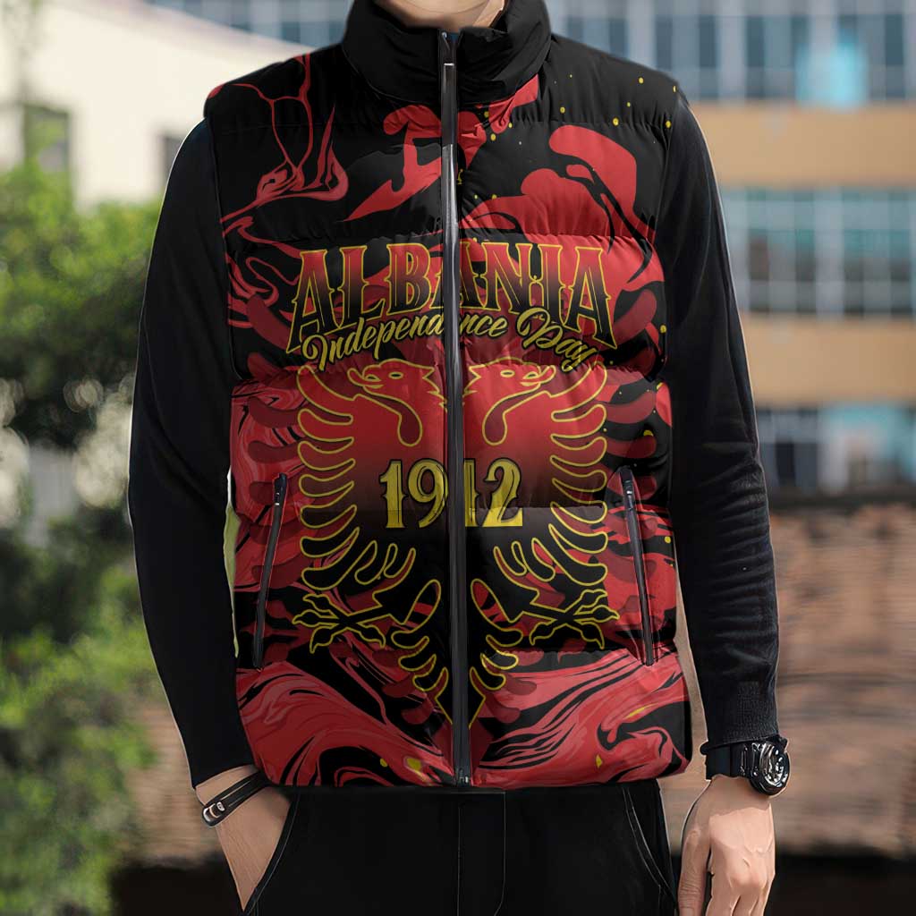 Happy Albania Independence Day Sleeveless Puffer Jacket Albanian Eagle - Wonder Print Shop