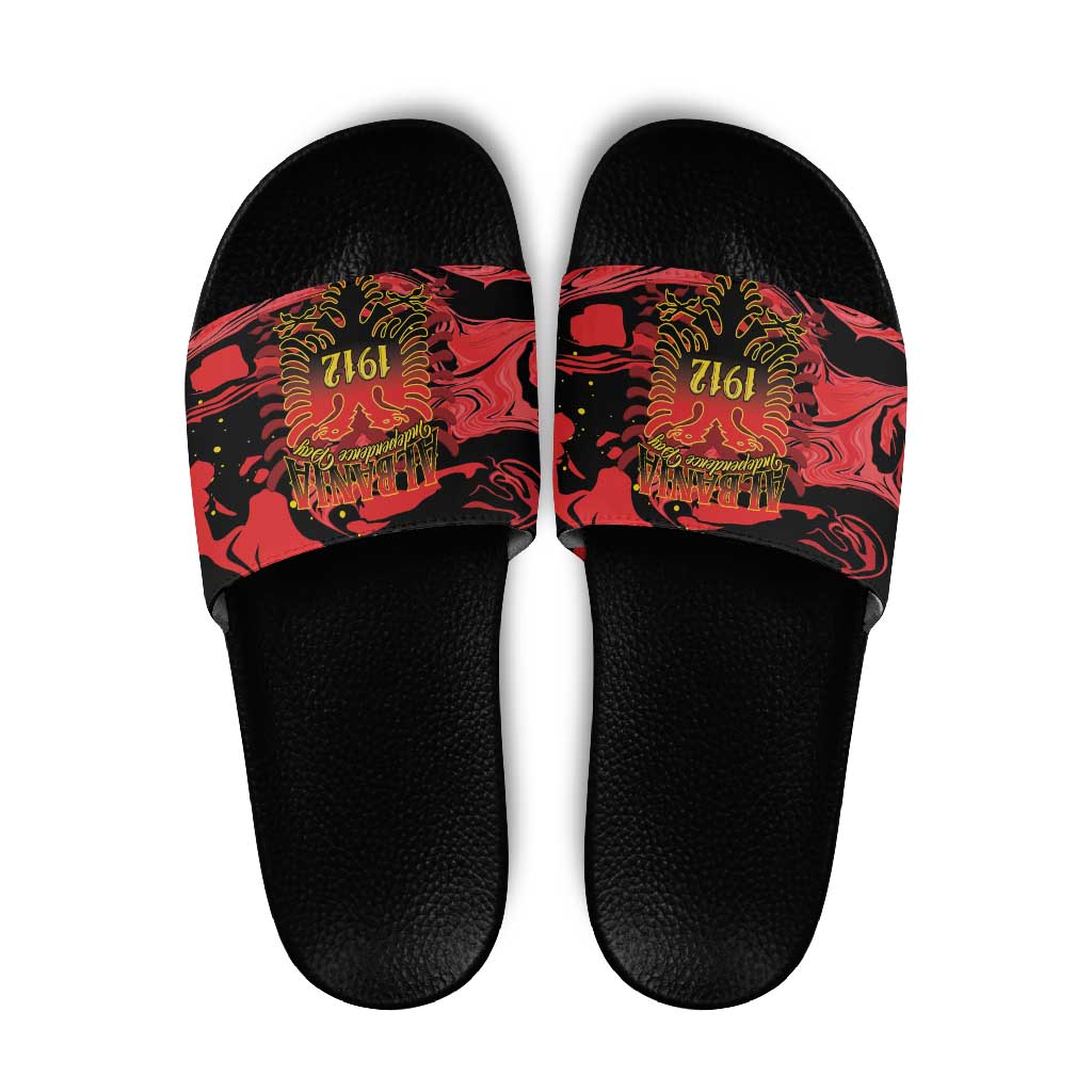 Happy Albania Independence Day Slide Sandals Albanian Eagle - Wonder Print Shop