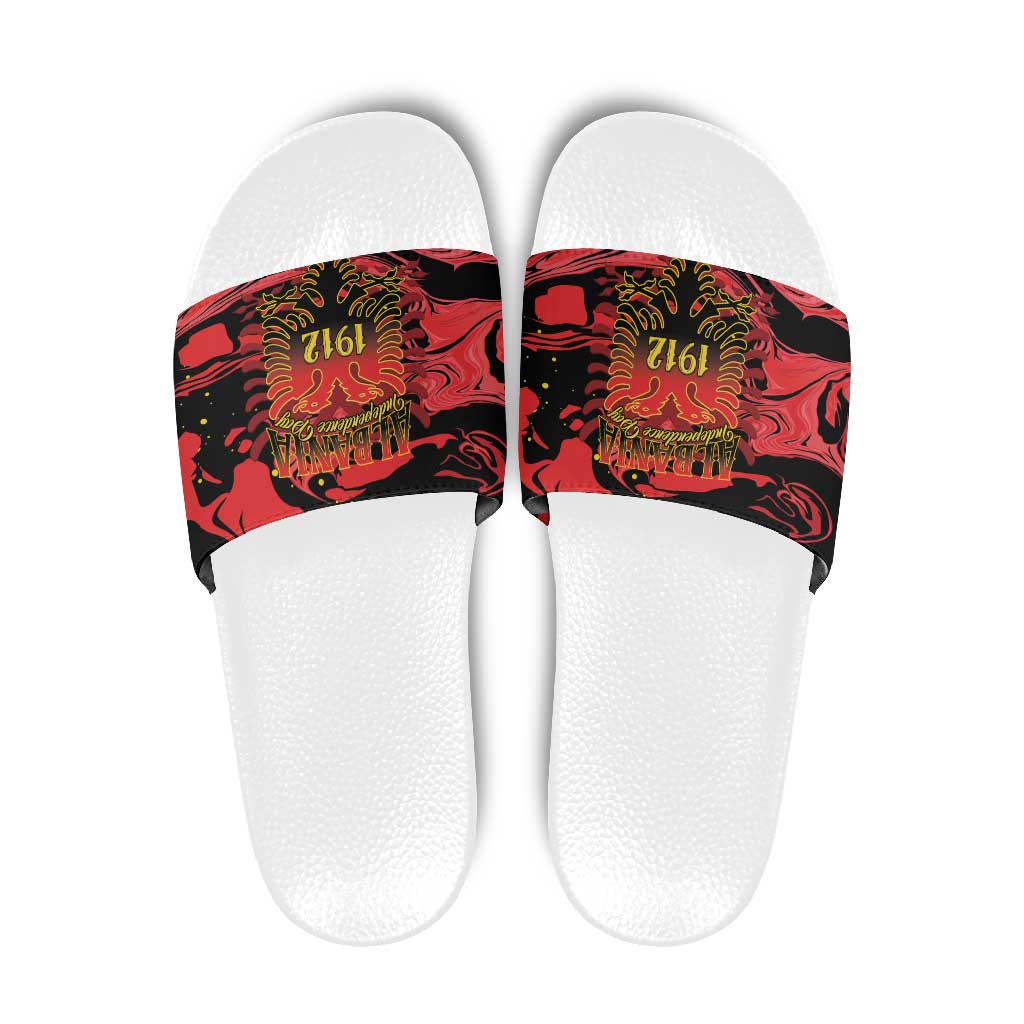 Happy Albania Independence Day Slide Sandals Albanian Eagle - Wonder Print Shop