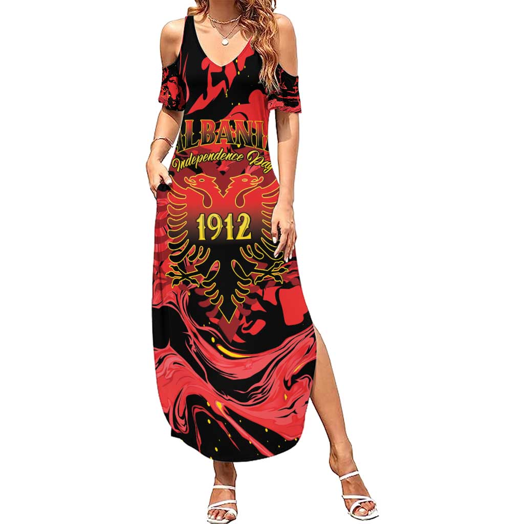 Happy Albania Independence Day Summer Maxi Dress Albanian Eagle - Wonder Print Shop