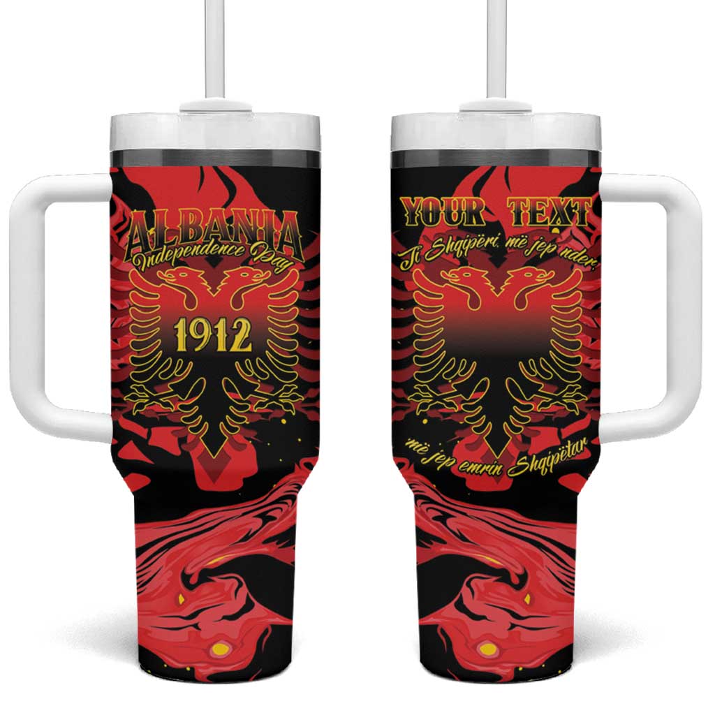 Happy Albania Independence Day Tumbler With Handle Albanian Eagle - Wonder Print Shop