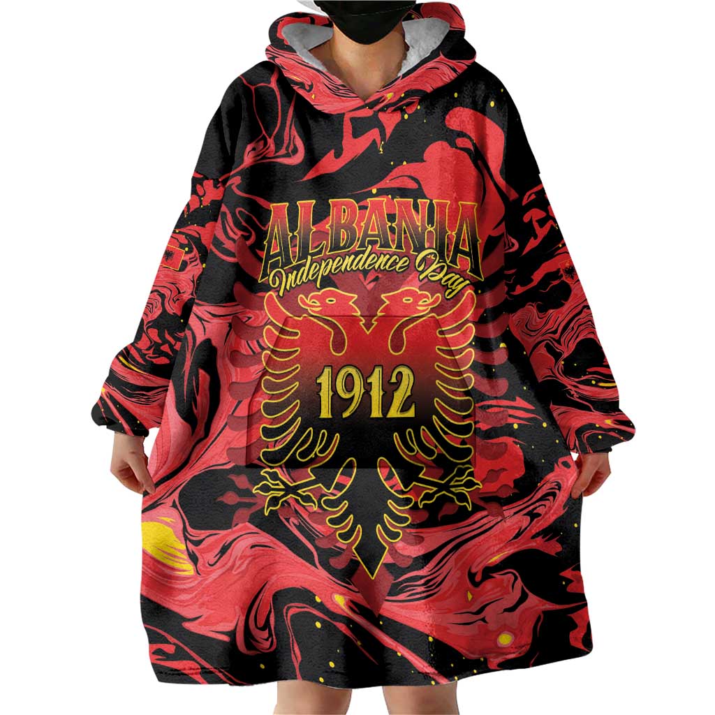 Happy Albania Independence Day Wearable Blanket Hoodie Albanian Eagle - Wonder Print Shop