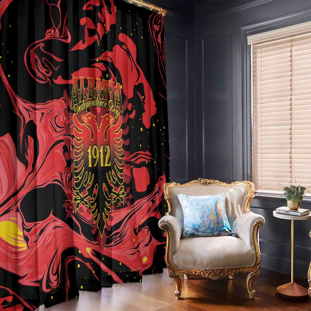 Happy Albania Independence Day Window Curtain Albanian Eagle - Wonder Print Shop
