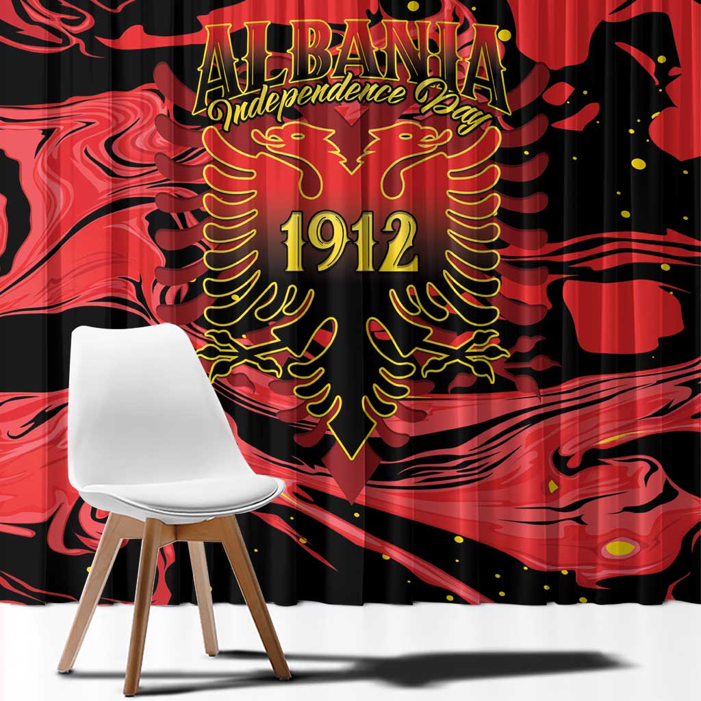 Happy Albania Independence Day Window Curtain Albanian Eagle - Wonder Print Shop