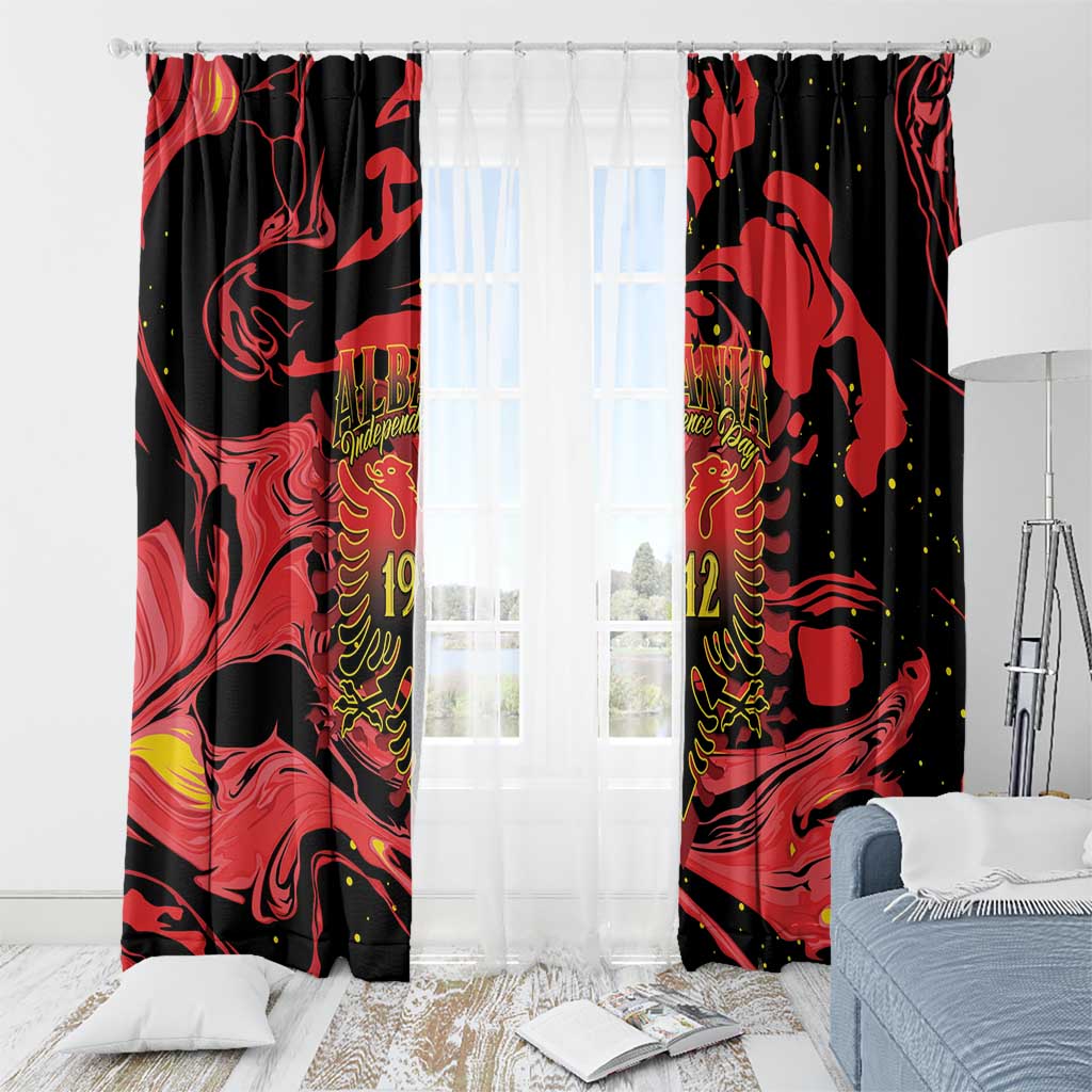 Happy Albania Independence Day Window Curtain Albanian Eagle - Wonder Print Shop