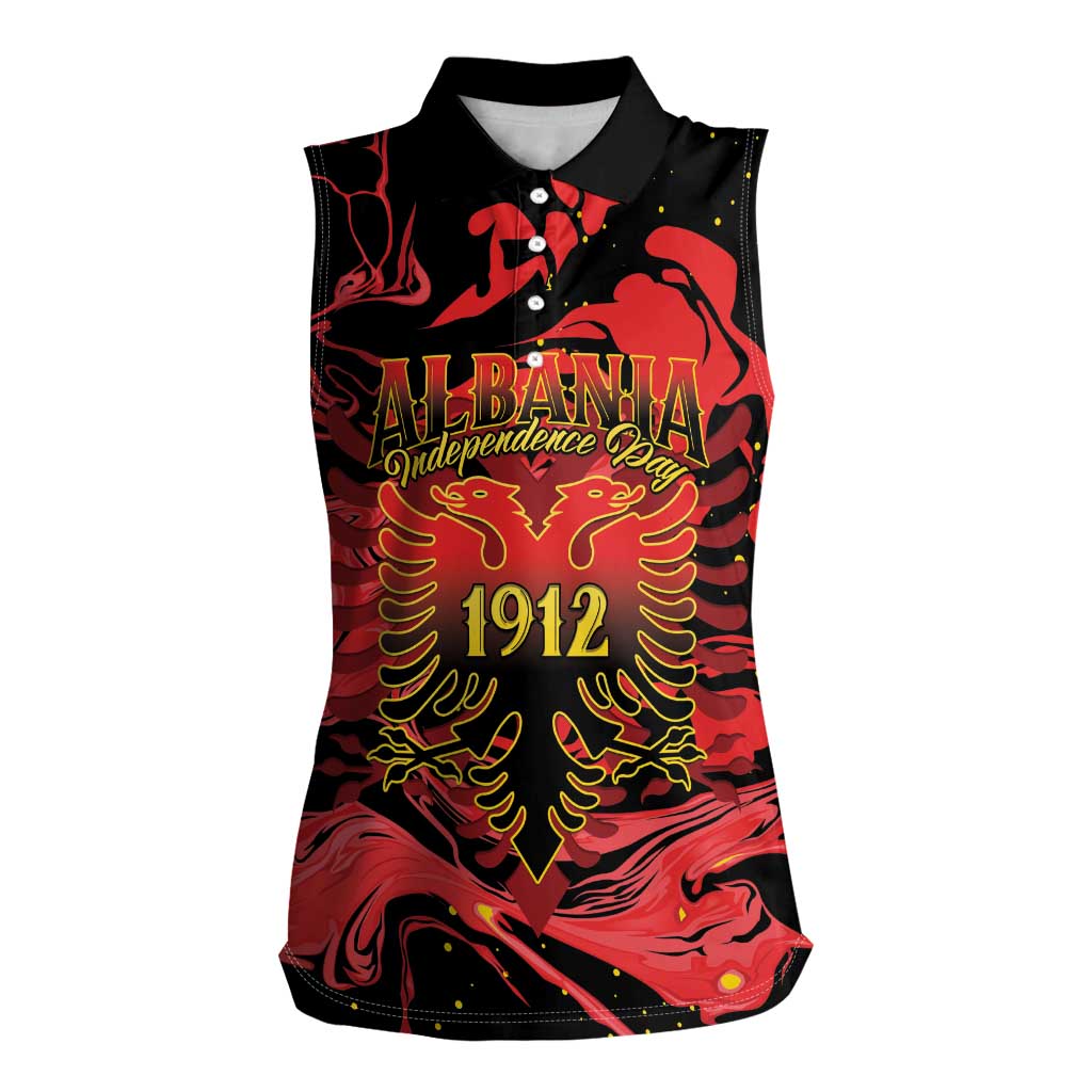Happy Albania Independence Day Women Sleeveless Polo Shirt Albanian Eagle - Wonder Print Shop
