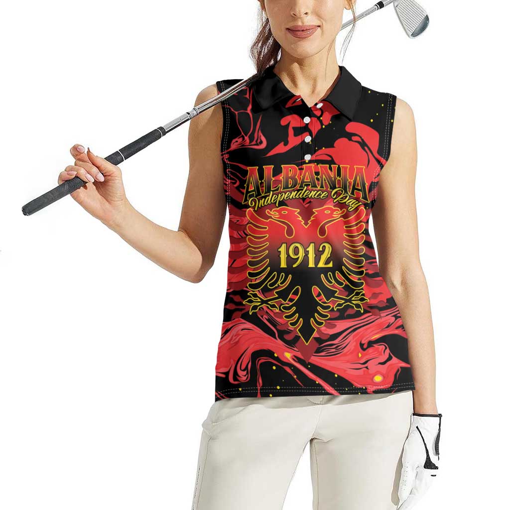 Happy Albania Independence Day Women Sleeveless Polo Shirt Albanian Eagle - Wonder Print Shop