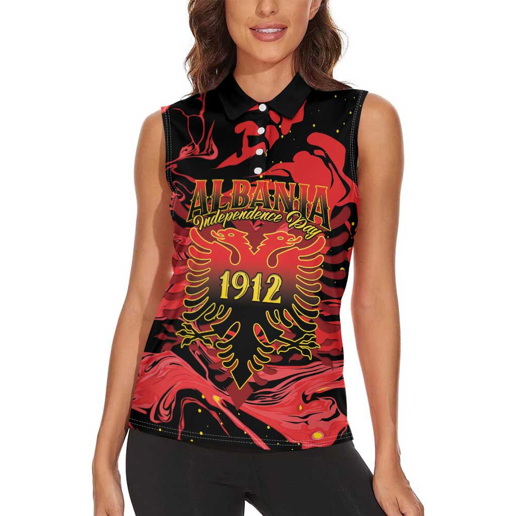 Happy Albania Independence Day Women Sleeveless Polo Shirt Albanian Eagle - Wonder Print Shop