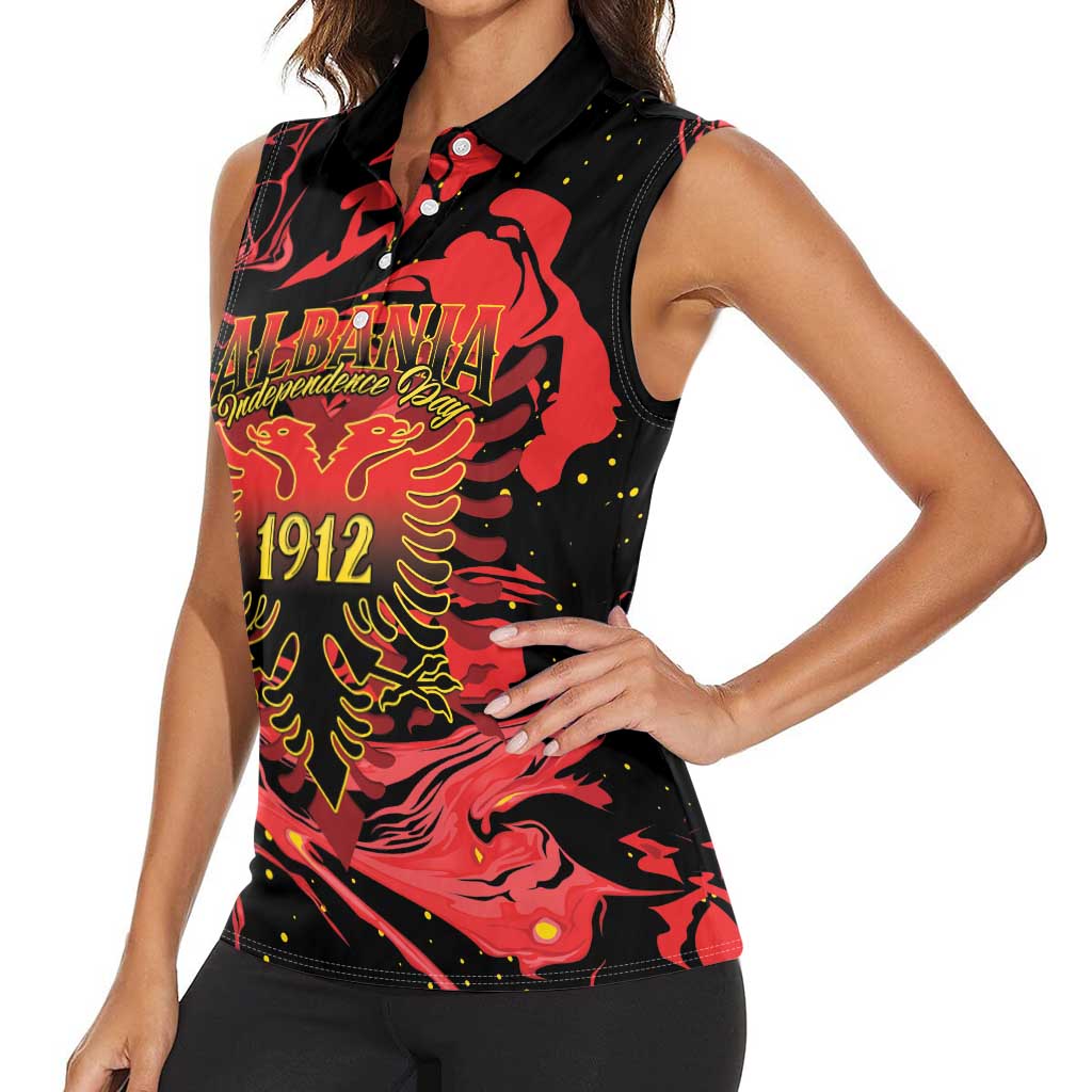 Happy Albania Independence Day Women Sleeveless Polo Shirt Albanian Eagle - Wonder Print Shop