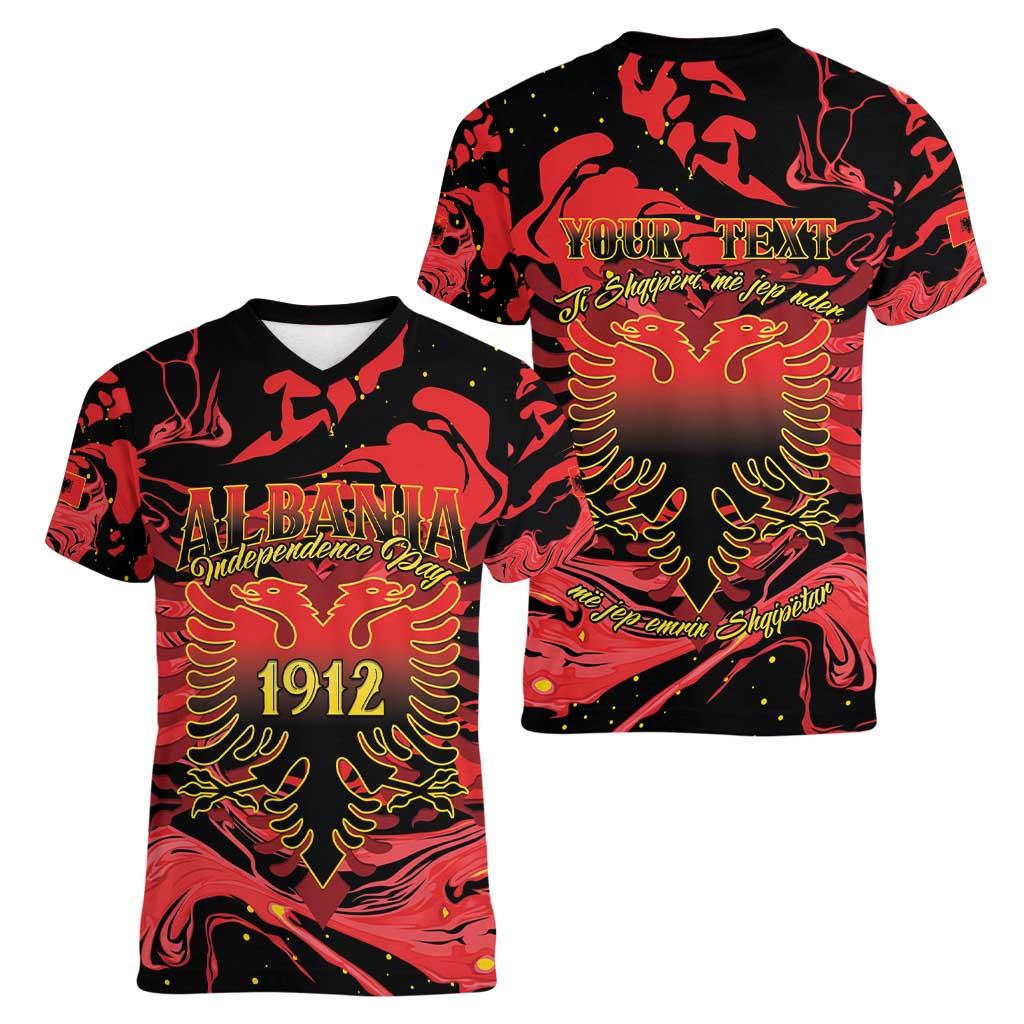Happy Albania Independence Day Women V-Neck T-Shirt Albanian Eagle - Wonder Print Shop