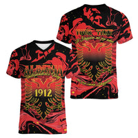 Happy Albania Independence Day Women V-Neck T-Shirt Albanian Eagle - Wonder Print Shop