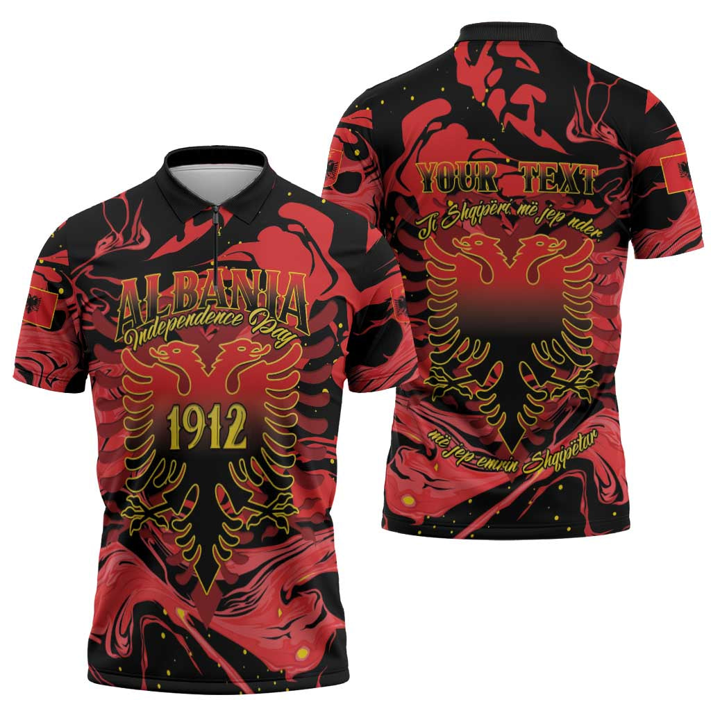 Happy Albania Independence Day Zipper Polo Shirt Albanian Eagle - Wonder Print Shop