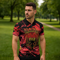 Happy Albania Independence Day Zipper Polo Shirt Albanian Eagle - Wonder Print Shop