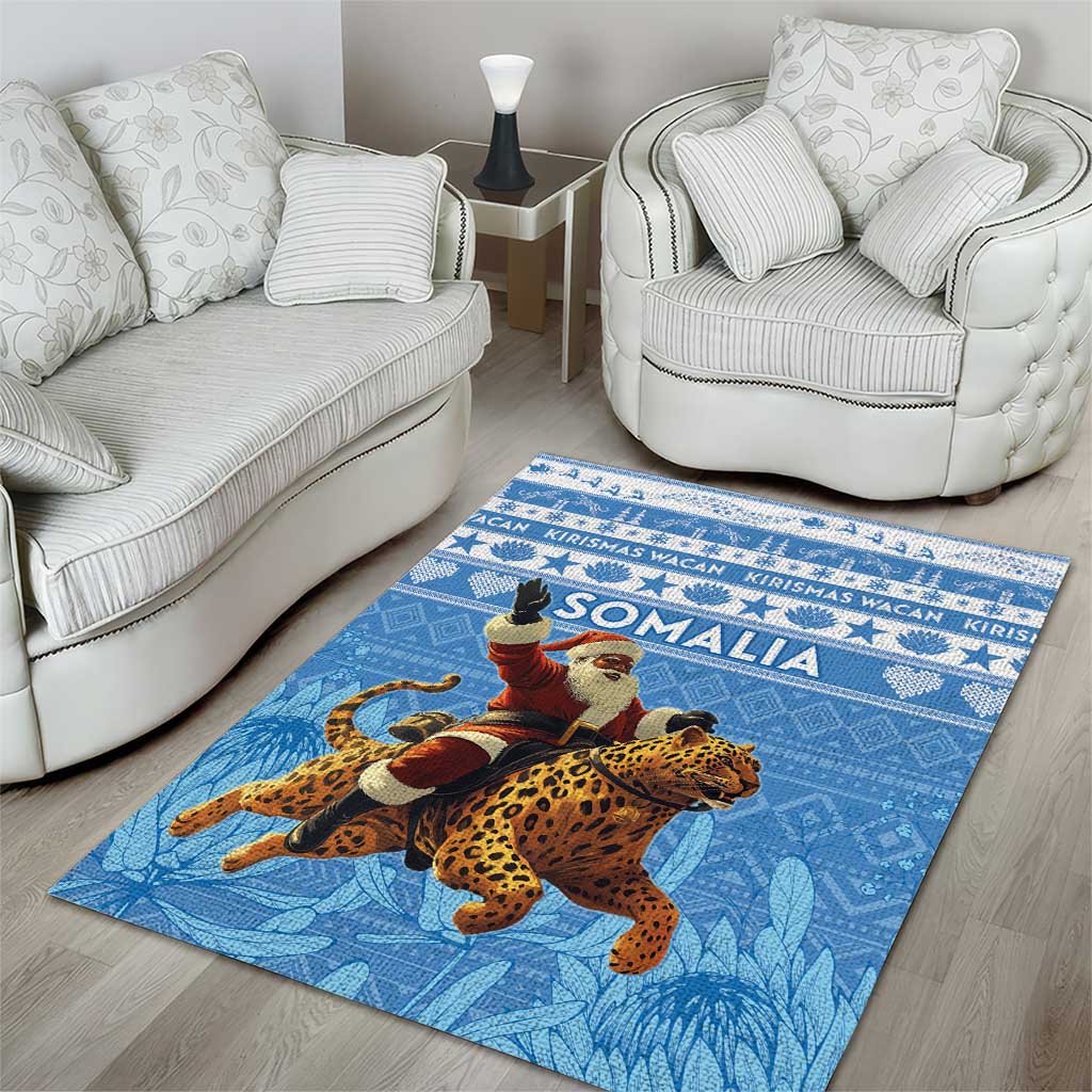 Somalia Christmas Area Rug Black Santa Riding Leopard Kirismas Wacan - Wonder Print Shop