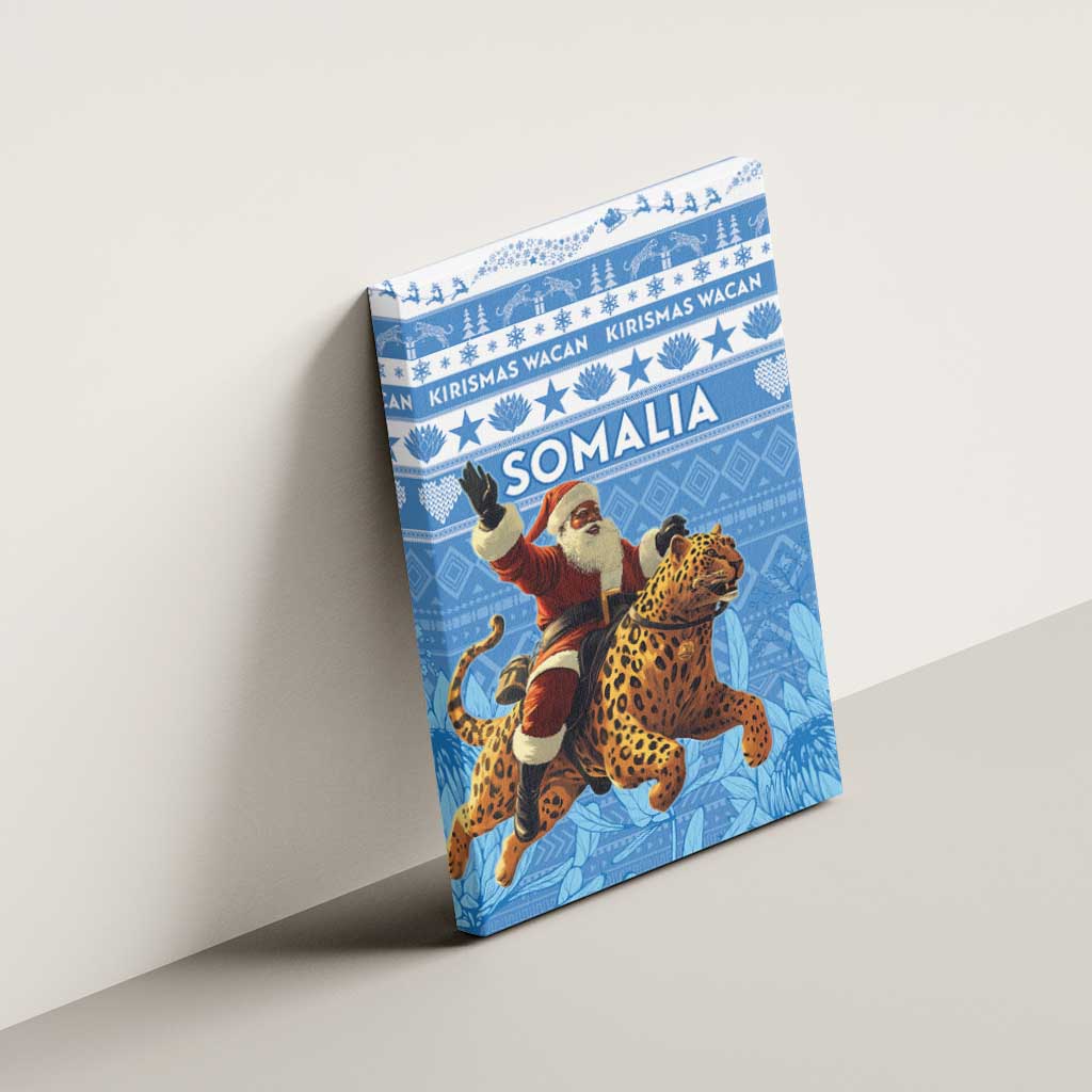 Somalia Christmas Canvas Wall Art Black Santa Riding Leopard Kirismas Wacan - Wonder Print Shop