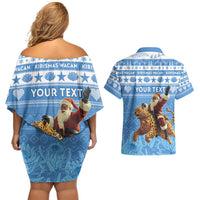 Personalised Somalia Christmas Couples Matching Off Shoulder Short Dress and Hawaiian Shirt Black Santa Riding Leopard Kirismas Wacan - Wonder Print Shop
