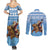 Personalised Somalia Christmas Couples Matching Summer Maxi Dress and Long Sleeve Button Shirt Black Santa Riding Leopard Kirismas Wacan - Wonder Print Shop