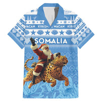 Personalised Somalia Christmas Family Matching Mermaid Dress and Hawaiian Shirt Black Santa Riding Leopard Kirismas Wacan - Wonder Print Shop