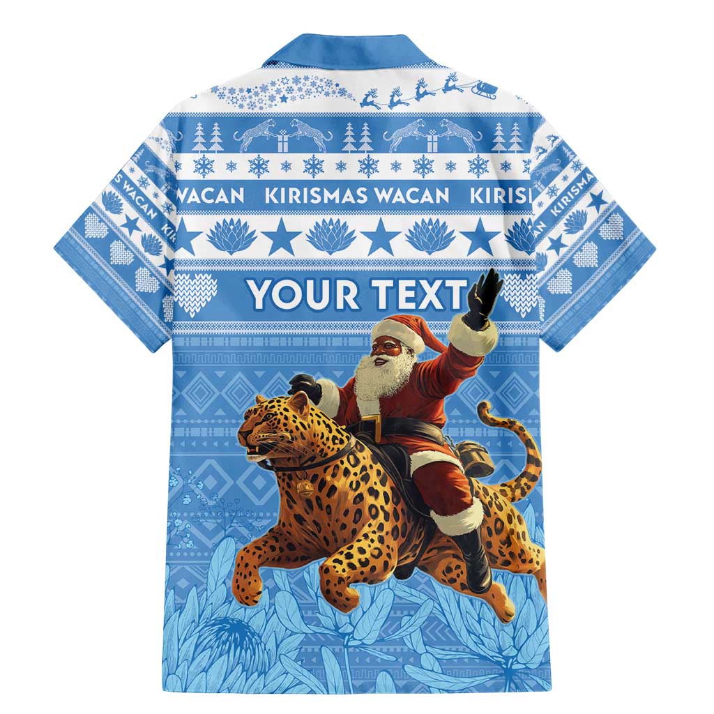Personalised Somalia Christmas Family Matching Mermaid Dress and Hawaiian Shirt Black Santa Riding Leopard Kirismas Wacan - Wonder Print Shop