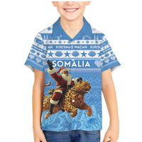 Personalised Somalia Christmas Family Matching Mermaid Dress and Hawaiian Shirt Black Santa Riding Leopard Kirismas Wacan - Wonder Print Shop