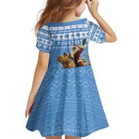 Personalised Somalia Christmas Family Matching Off The Shoulder Long Sleeve Dress and Hawaiian Shirt Black Santa Riding Leopard Kirismas Wacan - Wonder Print Shop