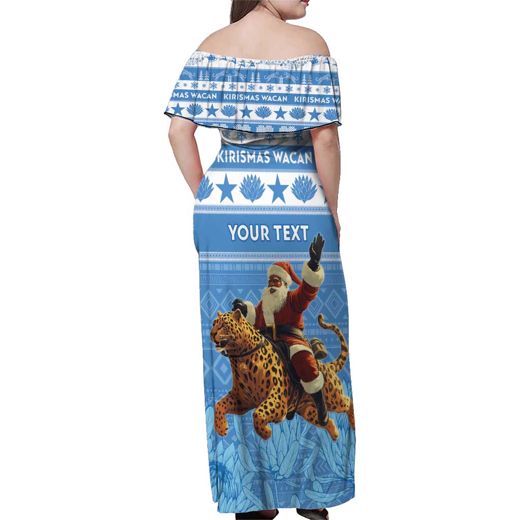 Personalised Somalia Christmas Family Matching Off Shoulder Maxi Dress and Hawaiian Shirt Black Santa Riding Leopard Kirismas Wacan - Wonder Print Shop
