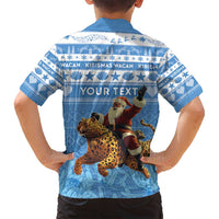Personalised Somalia Christmas Family Matching Off Shoulder Short Dress and Hawaiian Shirt Black Santa Riding Leopard Kirismas Wacan - Wonder Print Shop