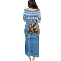 Personalised Somalia Christmas Family Matching Puletasi and Hawaiian Shirt Black Santa Riding Leopard Kirismas Wacan - Wonder Print Shop