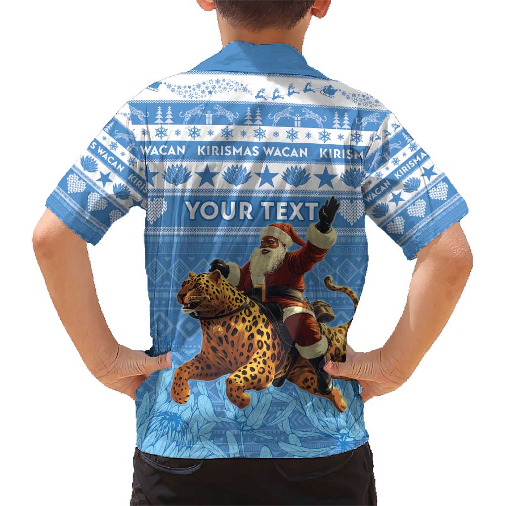 Personalised Somalia Christmas Family Matching Short Sleeve Bodycon Dress and Hawaiian Shirt Black Santa Riding Leopard Kirismas Wacan - Wonder Print Shop