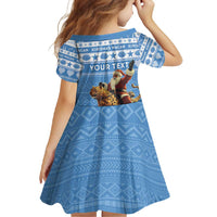 Personalised Somalia Christmas Family Matching Short Sleeve Bodycon Dress and Hawaiian Shirt Black Santa Riding Leopard Kirismas Wacan - Wonder Print Shop