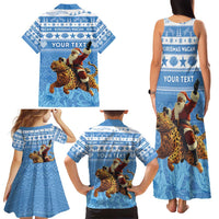 Personalised Somalia Christmas Family Matching Tank Maxi Dress and Hawaiian Shirt Black Santa Riding Leopard Kirismas Wacan - Wonder Print Shop