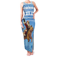 Personalised Somalia Christmas Family Matching Tank Maxi Dress and Hawaiian Shirt Black Santa Riding Leopard Kirismas Wacan - Wonder Print Shop