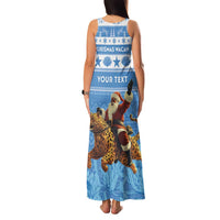 Personalised Somalia Christmas Family Matching Tank Maxi Dress and Hawaiian Shirt Black Santa Riding Leopard Kirismas Wacan - Wonder Print Shop