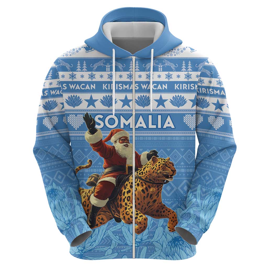 Personalised Somalia Christmas Hoodie Black Santa Riding Leopard Kirismas Wacan - Wonder Print Shop