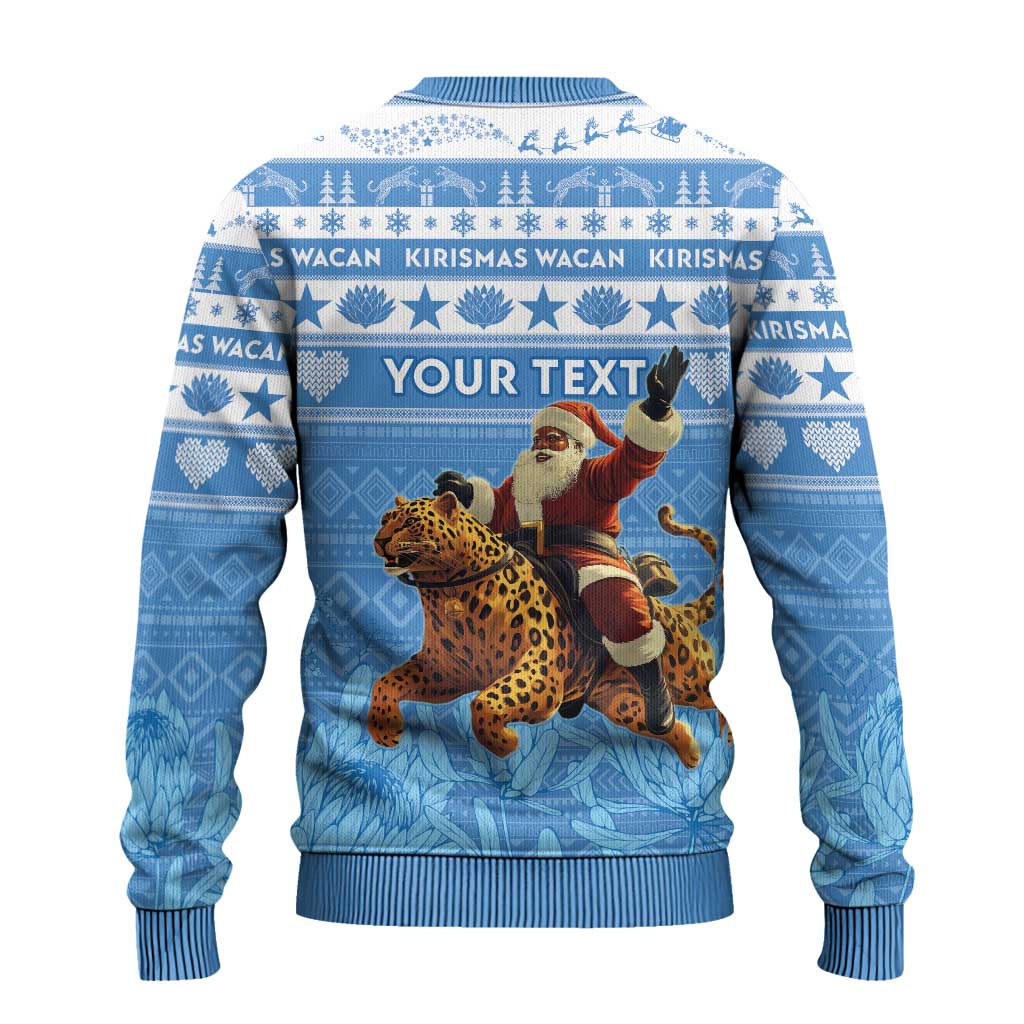 Personalised Somalia Christmas Ugly Christmas Sweater Black Santa Riding Leopard Kirismas Wacan - Wonder Print Shop