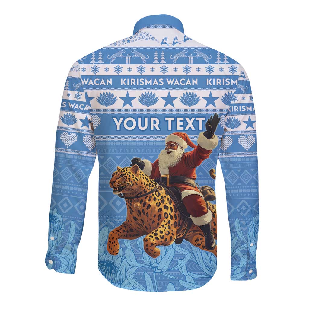 Personalised Somalia Christmas Long Sleeve Button Shirt Black Santa Riding Leopard Kirismas Wacan - Wonder Print Shop