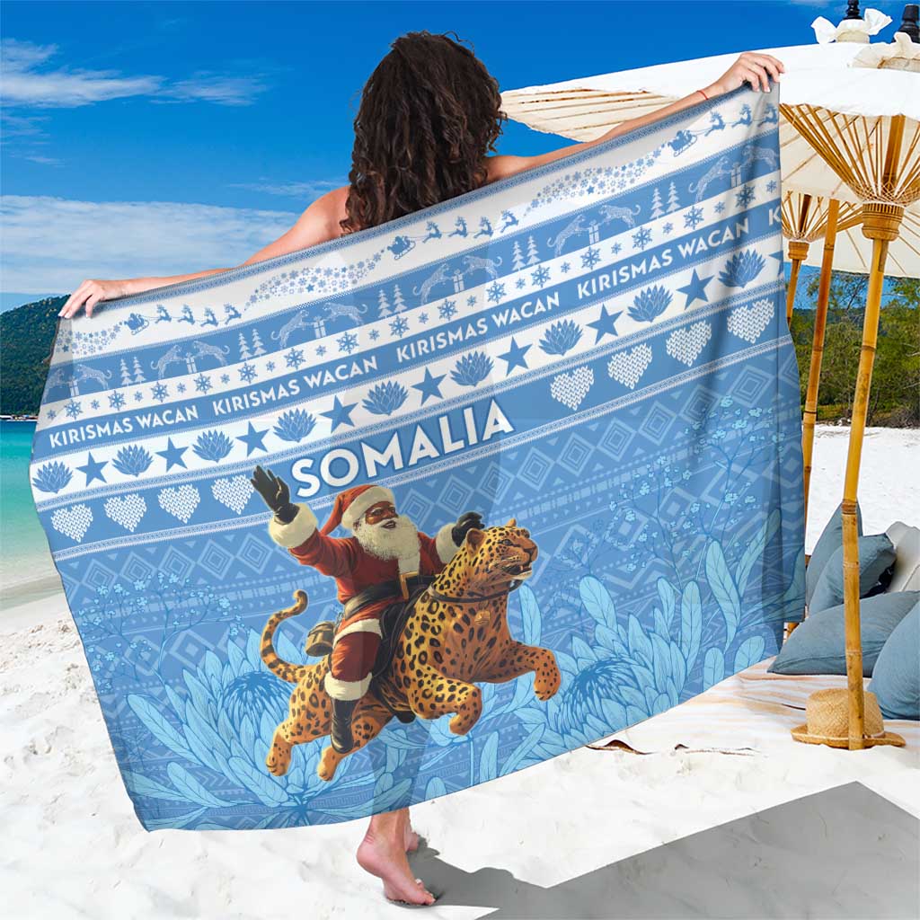 Somalia Christmas Sarong Black Santa Riding Leopard Kirismas Wacan - Wonder Print Shop