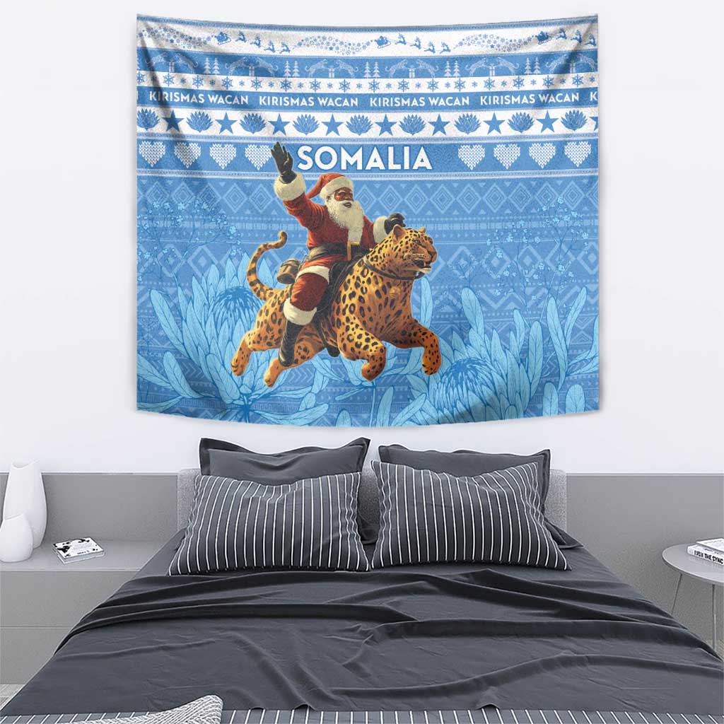 Somalia Christmas Tapestry Black Santa Riding Leopard Kirismas Wacan - Wonder Print Shop