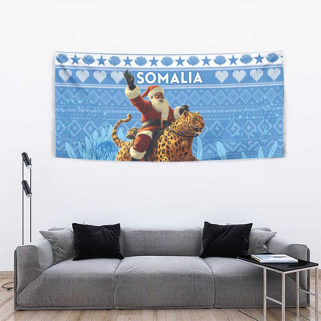 Somalia Christmas Tapestry Black Santa Riding Leopard Kirismas Wacan - Wonder Print Shop