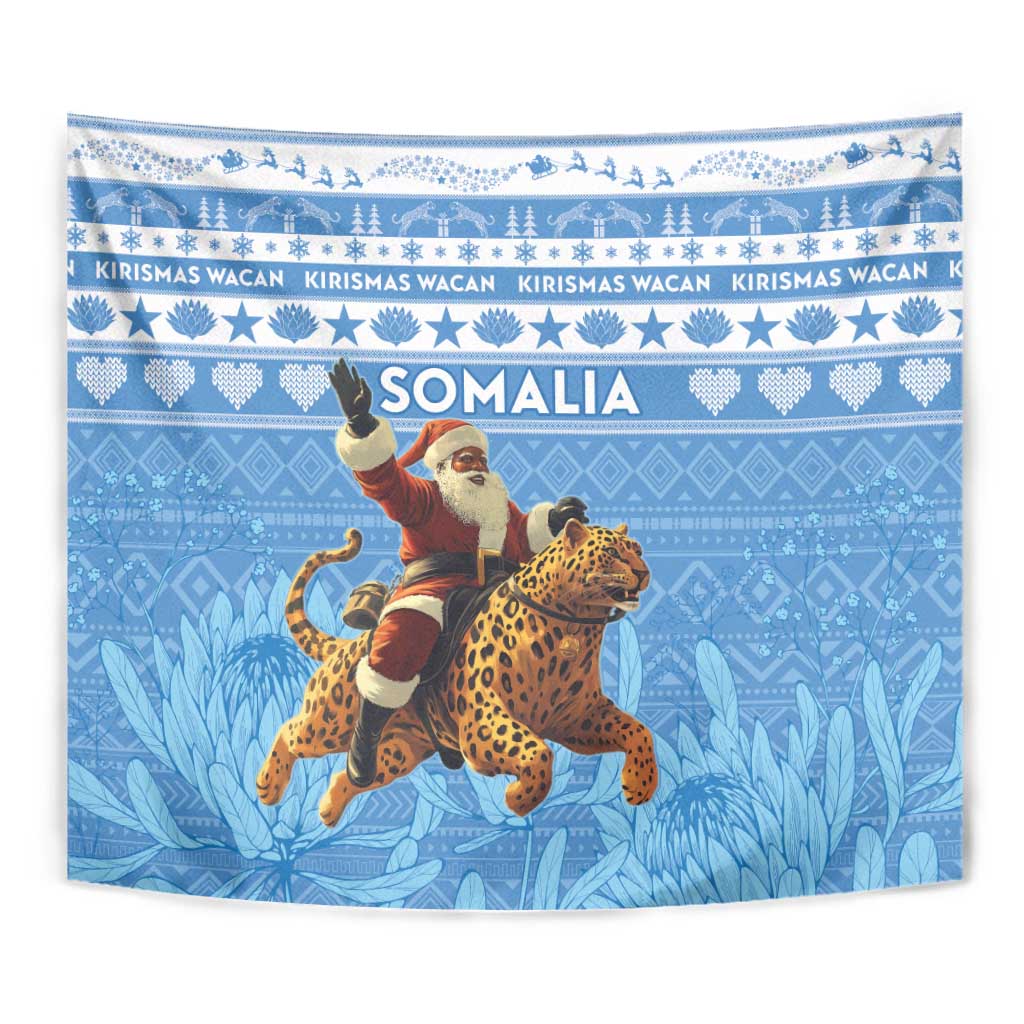 Somalia Christmas Tapestry Black Santa Riding Leopard Kirismas Wacan - Wonder Print Shop